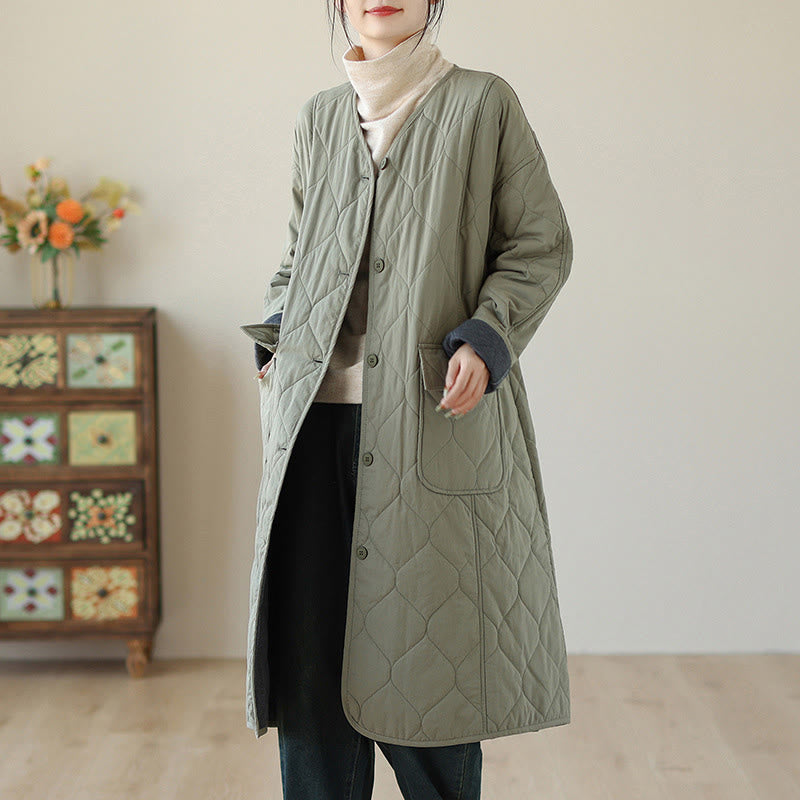 Cappotto imbottito in cotone con tasche e bottoni semplici da donna Buddha Stones - image 4