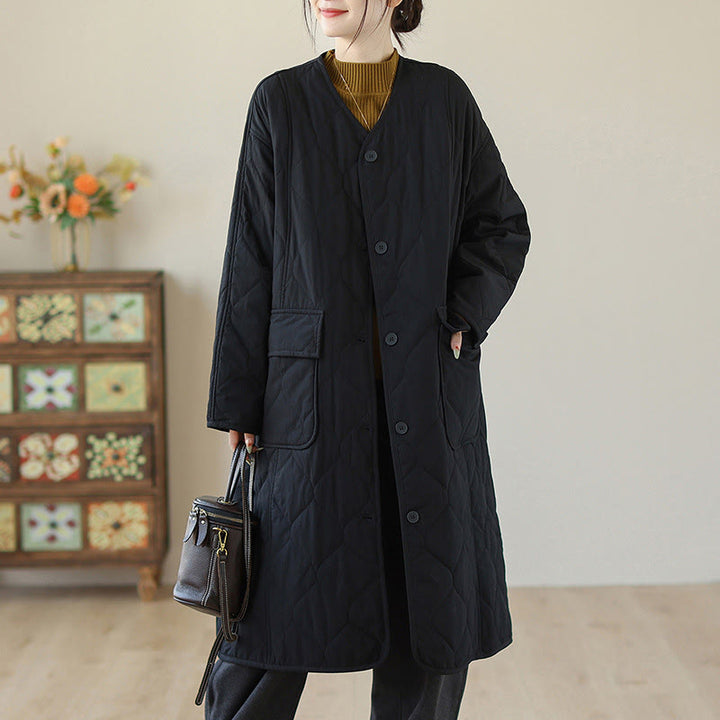 Cappotto imbottito in cotone con tasche e bottoni semplici da donna Buddha Stones - image 6