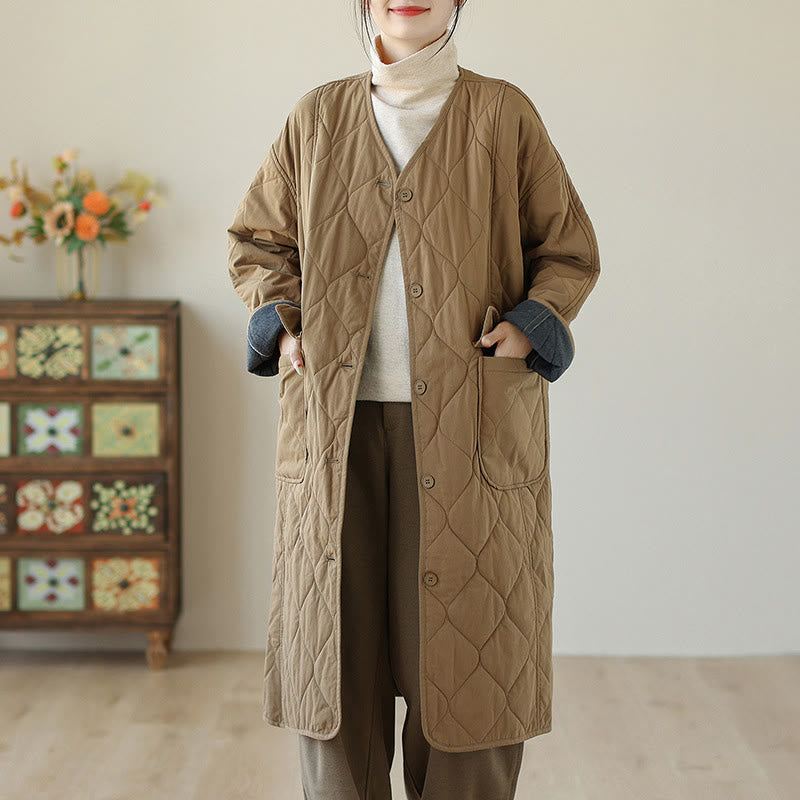 Cappotto imbottito in cotone con tasche e bottoni semplici da donna Buddha Stones - Verga d'oro - US14, UK/AU18, EU46 (2XL) - image 9
