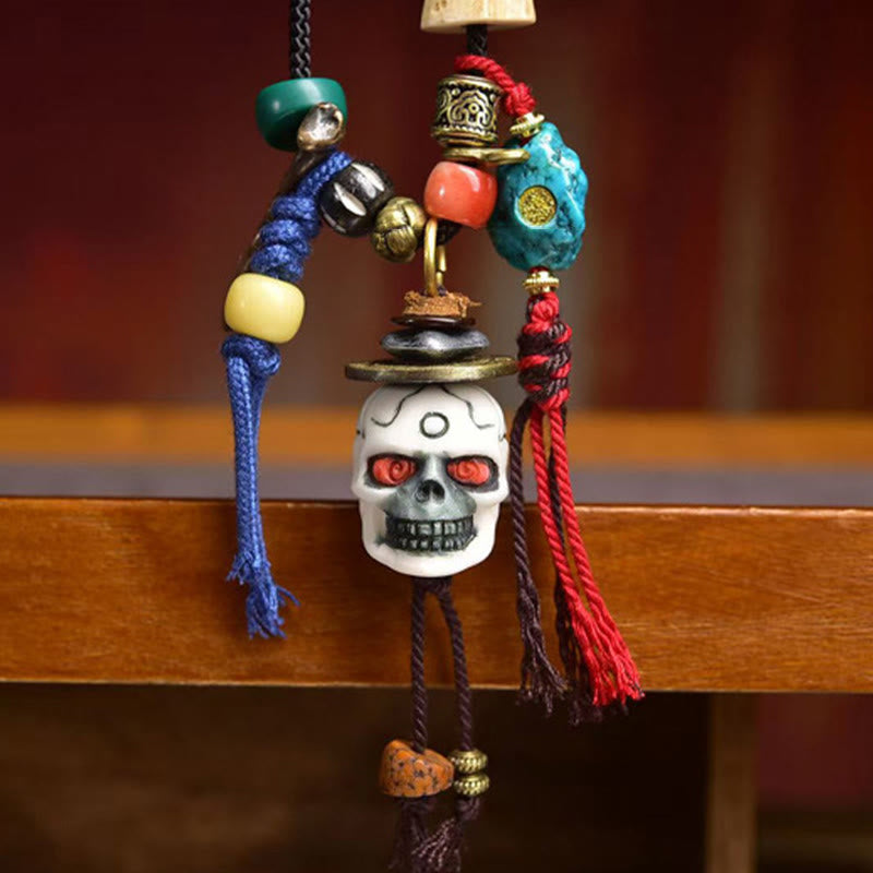 Buddha Stones Teschio tibetano Il Signore della Foresta dei Cadaveri Collana con ciondolo in corda Nuovo inizio - image 2