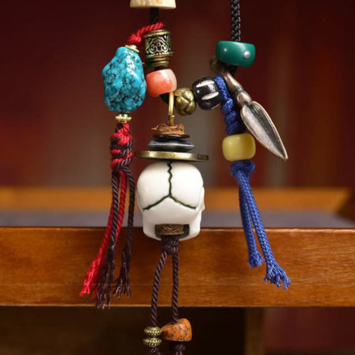 Buddha Stones Teschio tibetano Il Signore della Foresta dei Cadaveri Collana con ciondolo in corda Nuovo inizio - image 3