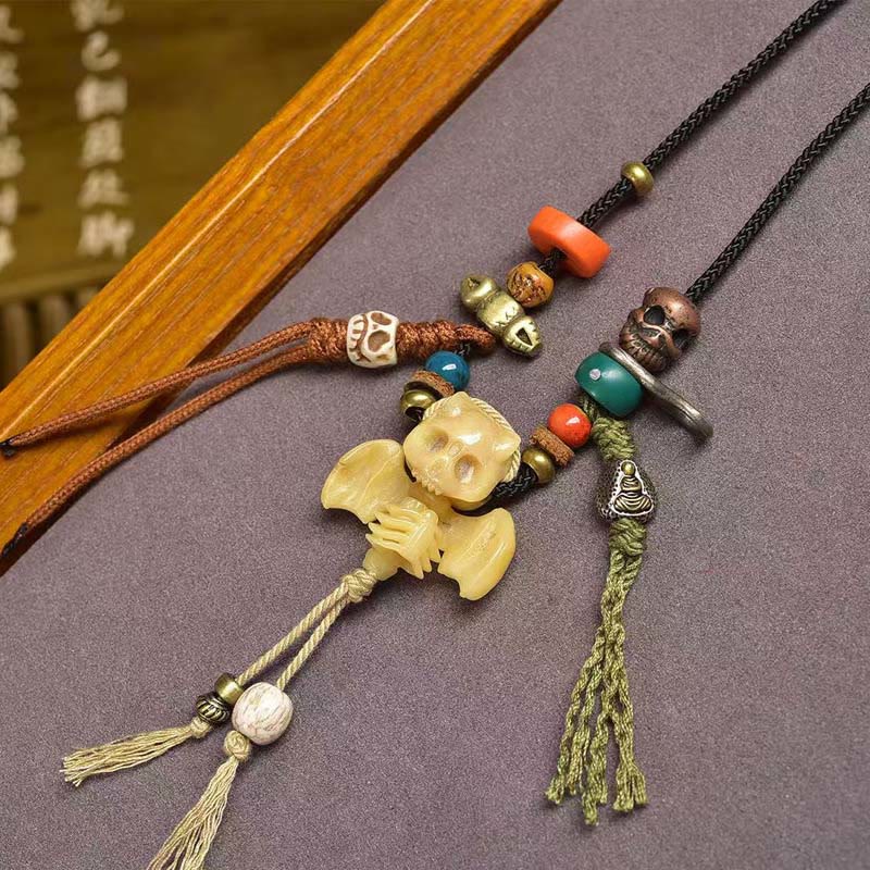 Buddha Stones Teschio tibetano Il Signore della Foresta dei Cadaveri Collana con ciondolo in corda Nuovo inizio - image 7