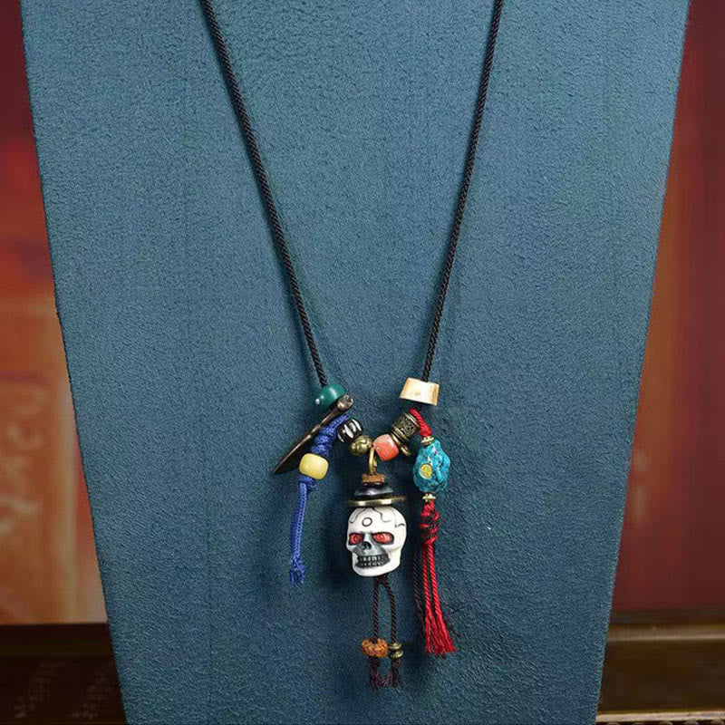 Buddha Stones Teschio tibetano Il Signore della Foresta dei Cadaveri Collana con ciondolo in corda Nuovo inizio - image 4