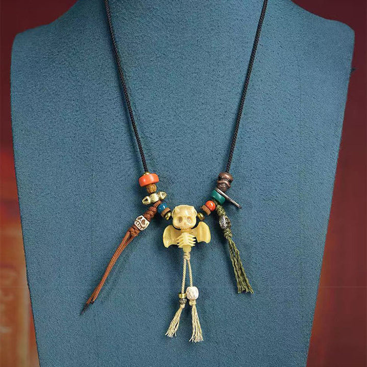 Buddha Stones Teschio tibetano Il Signore della Foresta dei Cadaveri Collana con ciondolo in corda Nuovo inizio - image 9