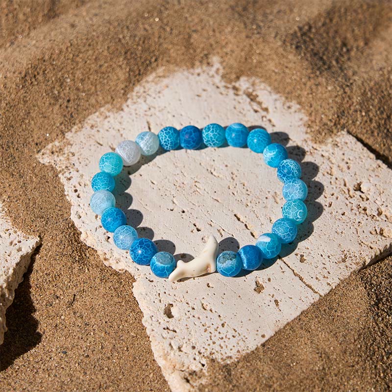 Braccialetto del coraggio in pietra naturale Buddha Stones Dolphin Crackle Agata Tormalina - image 1