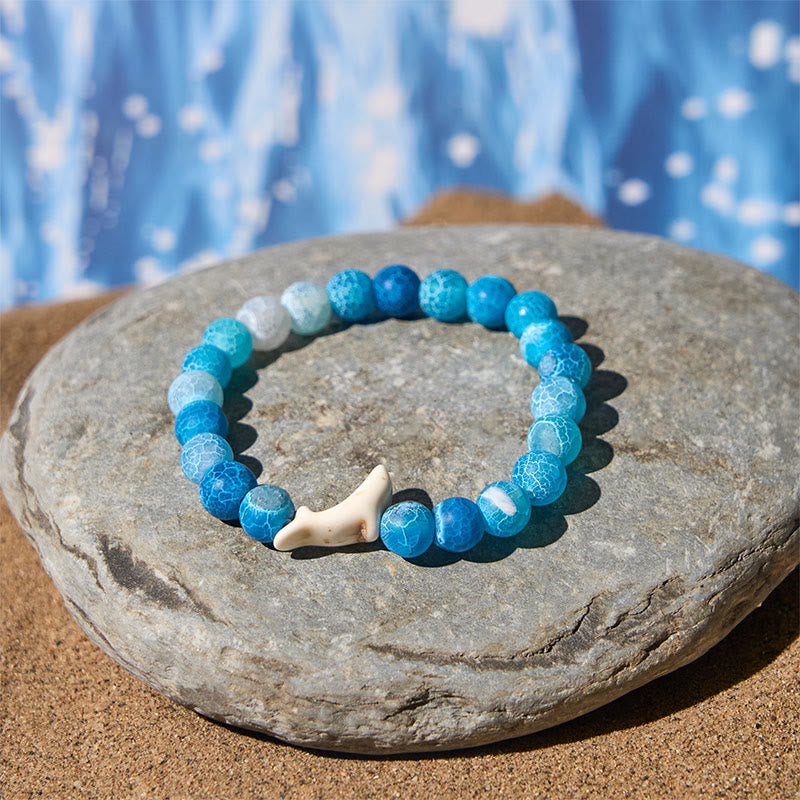 Braccialetto del coraggio in pietra naturale Buddha Stones Dolphin Crackle Agata Tormalina - image 2