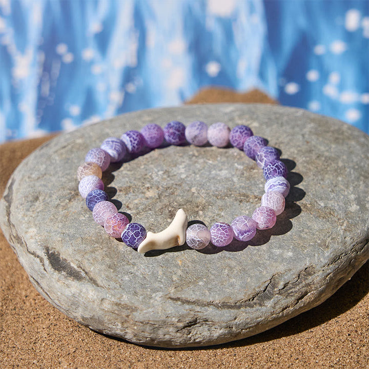 Braccialetto del coraggio in pietra naturale Buddha Stones Dolphin Crackle Agata Tormalina - image 4