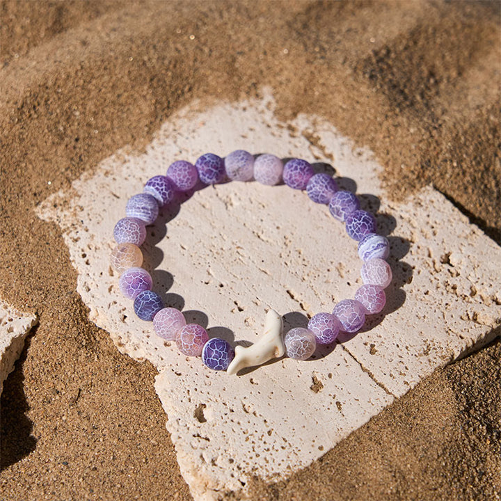 Braccialetto del coraggio in pietra naturale Buddha Stones Dolphin Crackle Agata Tormalina - image 5