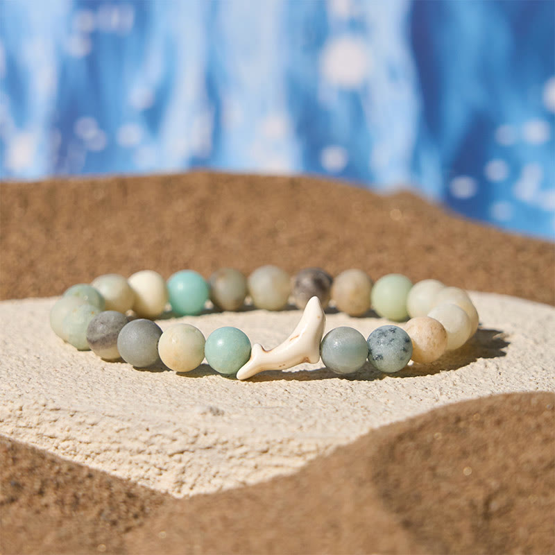 Braccialetto del coraggio in pietra naturale Buddha Stones Dolphin Crackle Agata Tormalina - Amazzonite (circonferenza del polso: 15-18 cm) - image 14