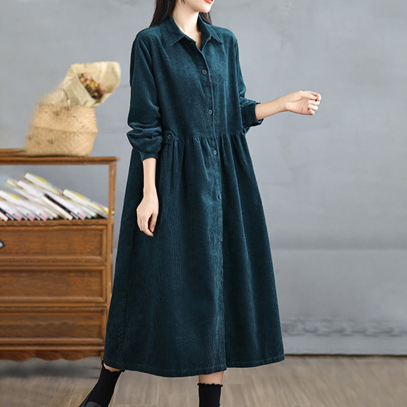 Cappotto da donna in velluto a coste di cotone con tasche e bottoni semplici, a maniche lunghe, Buddha Stones - image 27