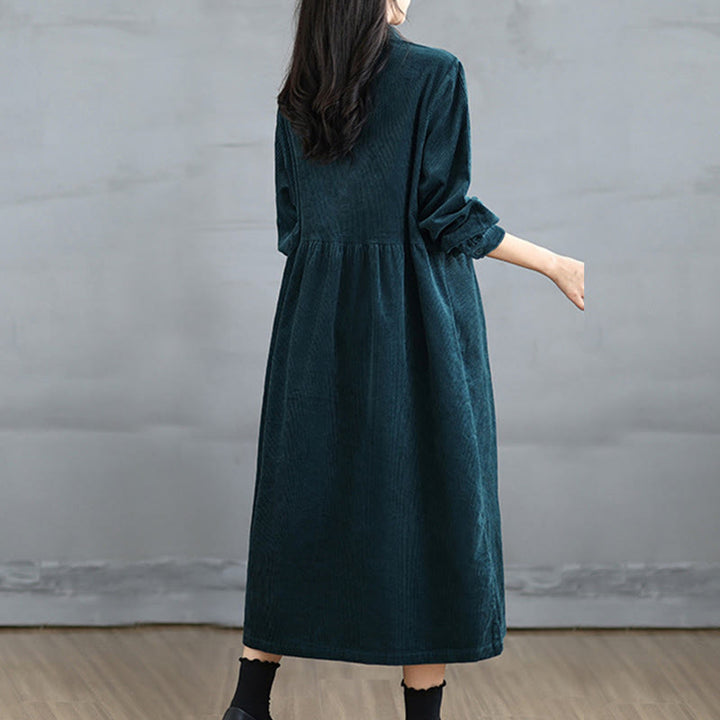 Cappotto da donna in velluto a coste di cotone con tasche e bottoni semplici, a maniche lunghe, Buddha Stones - image 26