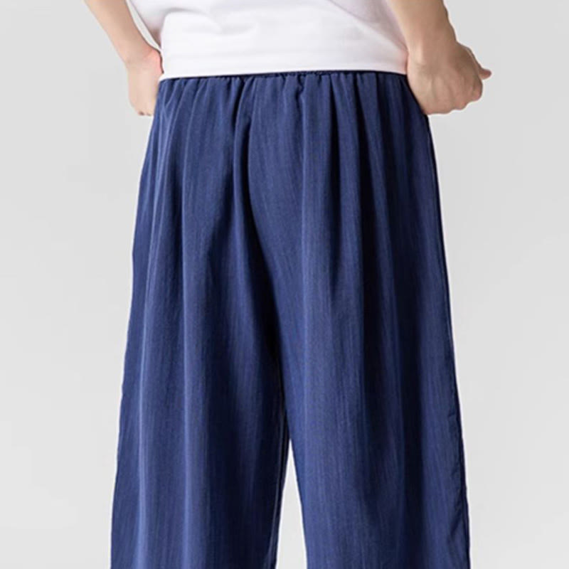 Pantaloni da uomo in cotone alla caviglia con coulisse e tasche, modello Buddha Stones Summer Pure Color - image 8