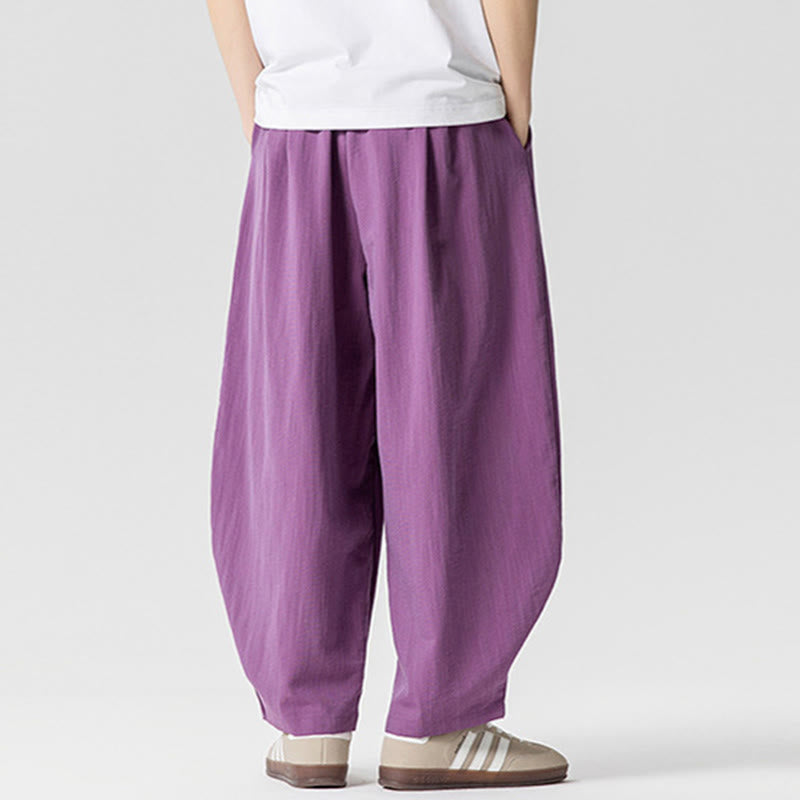 Pantaloni da uomo in cotone alla caviglia con coulisse e tasche, modello Buddha Stones Summer Pure Color - image 29