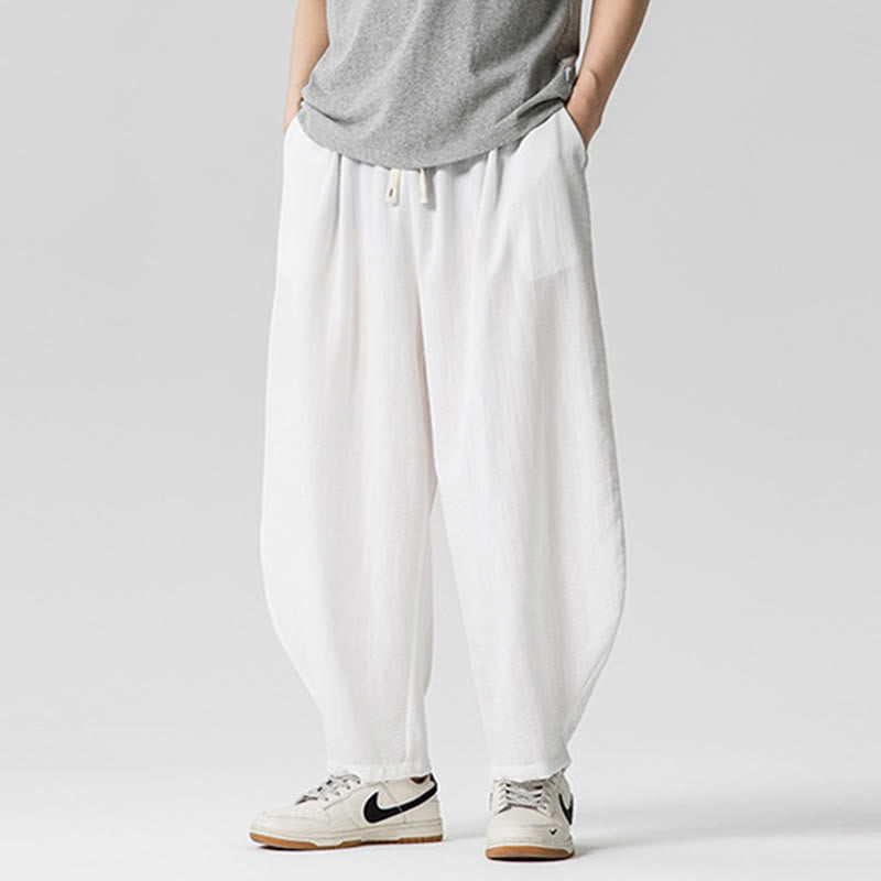 Pantaloni da uomo in cotone alla caviglia con coulisse e tasche, modello Buddha Stones Summer Pure Color - image 15