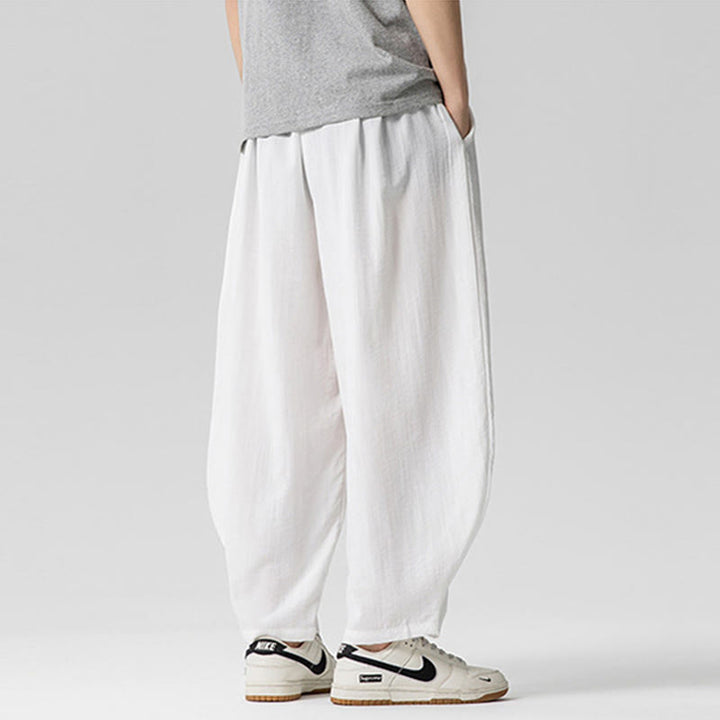 Pantaloni da uomo in cotone alla caviglia con coulisse e tasche, modello Buddha Stones Summer Pure Color - image 16