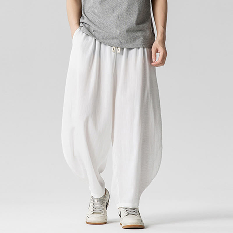 Pantaloni da uomo in cotone alla caviglia con coulisse e tasche, modello Buddha Stones Summer Pure Color - image 14