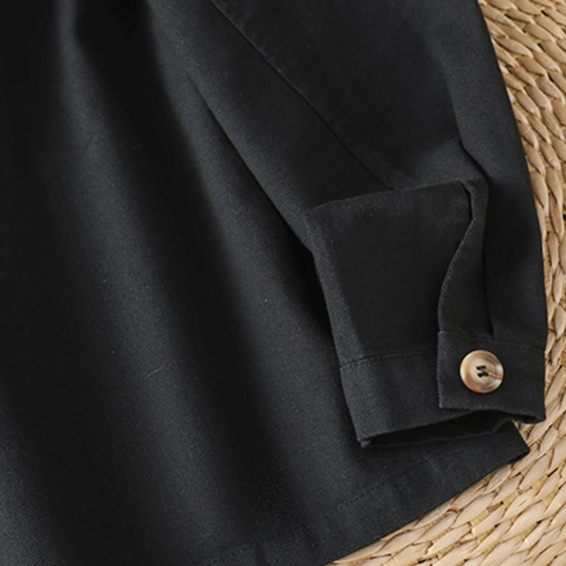 Camicia casual da donna in cotone e poliestere con maniche lunghe e collo alto, Buddha Stones, con tasche - image 17