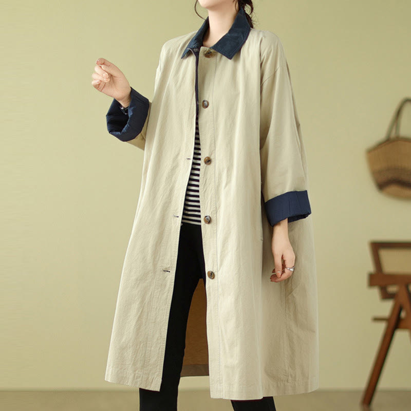 Cappotto da donna in cotone con tasche e bottoni colorati con Buddha Stones - image 4