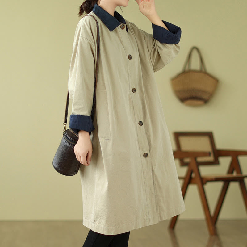 Cappotto da donna in cotone con tasche e bottoni colorati con Buddha Stones - image 2