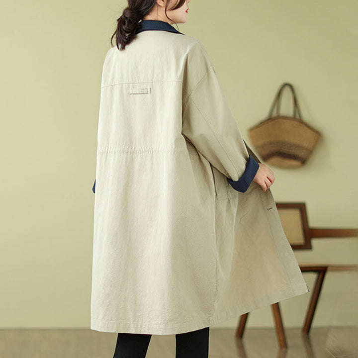Cappotto da donna in cotone con tasche e bottoni colorati con Buddha Stones - image 1
