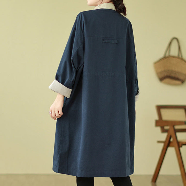 Cappotto da donna in cotone con tasche e bottoni colorati con Buddha Stones - image 7