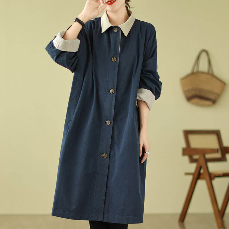 Cappotto da donna in cotone con tasche e bottoni colorati con Buddha Stones - image 8