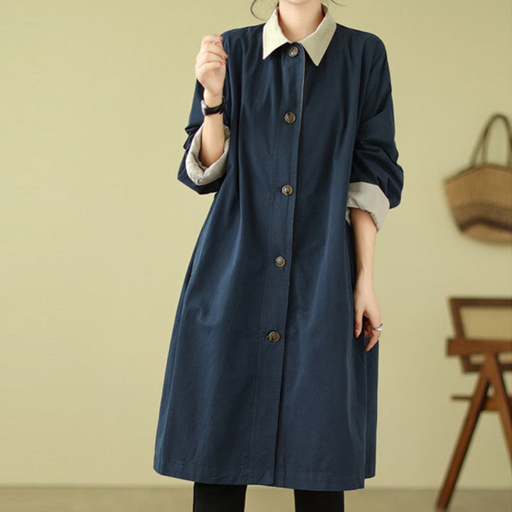 Cappotto da donna in cotone con tasche e bottoni colorati con Buddha Stones - image 6