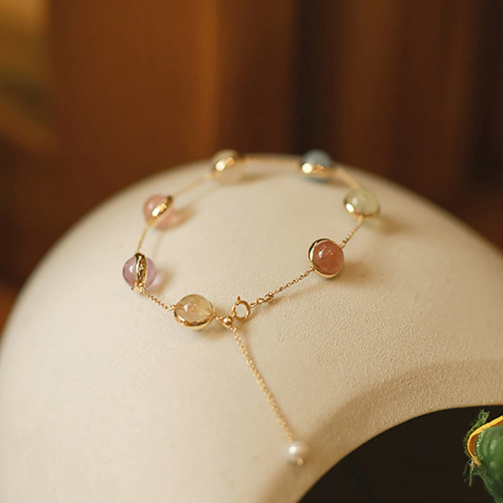 Bracciale Buddha Stones con cristalli colorati, ametista, quarzo fragola e bilanciamento - image 11