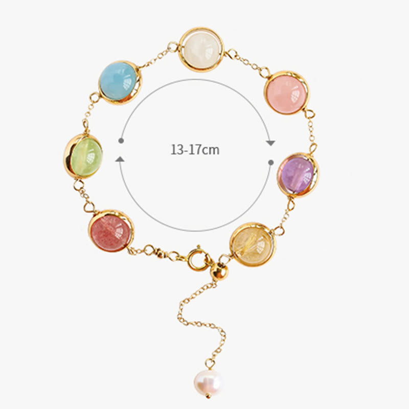 Bracciale Buddha Stones con cristalli colorati, ametista, quarzo fragola e bilanciamento - image 12