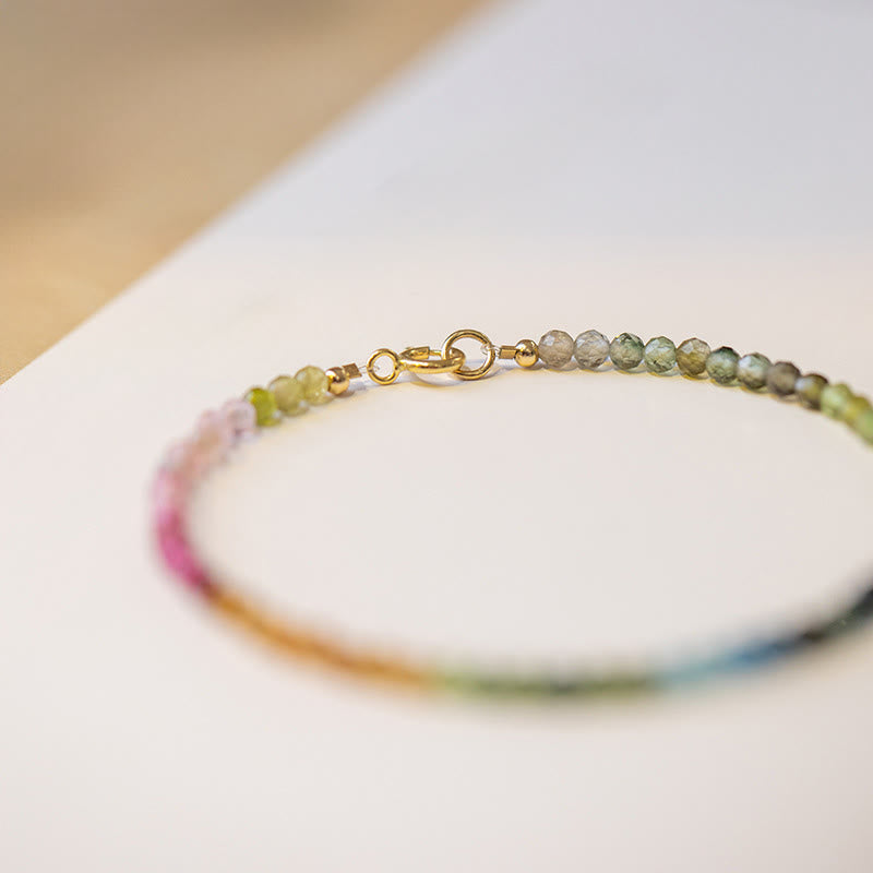 Braccialetto positivo con perline ultrasottili in tormalina naturale Buddha Stones da 2,5 mm - image 2