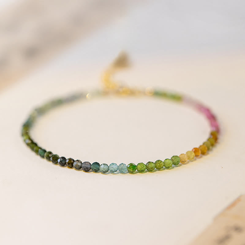 Braccialetto positivo con perline ultrasottili in tormalina naturale Buddha Stones da 2,5 mm - image 7