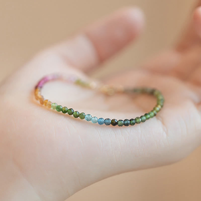 Braccialetto positivo con perline ultrasottili in tormalina naturale Buddha Stones da 2,5 mm - image 3