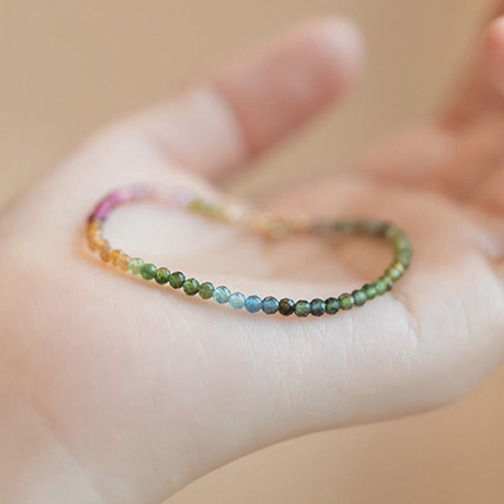 Braccialetto positivo con perline ultrasottili in tormalina naturale Buddha Stones da 2,5 mm - image 3