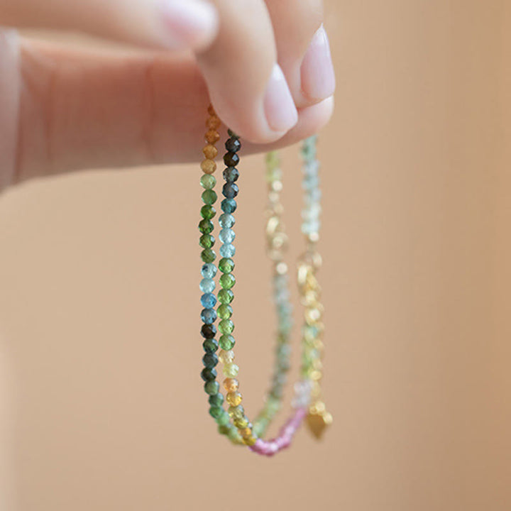 Braccialetto positivo con perline ultrasottili in tormalina naturale Buddha Stones da 2,5 mm - image 10