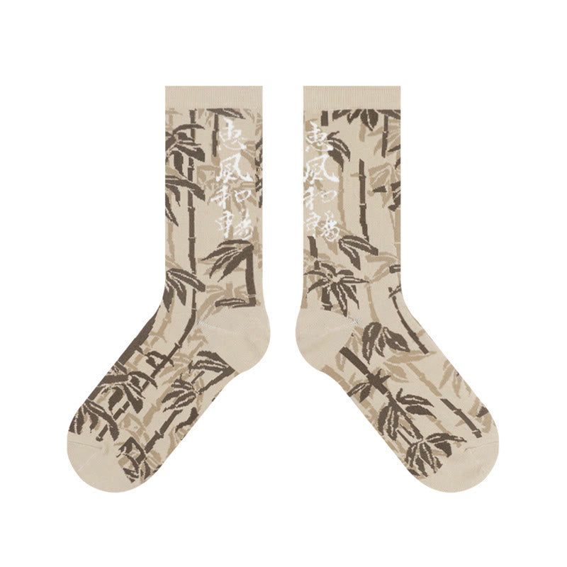 Calzini da donna in cotone micro con motivo floreale e calligrafia cinese Buddha Stones - image 16