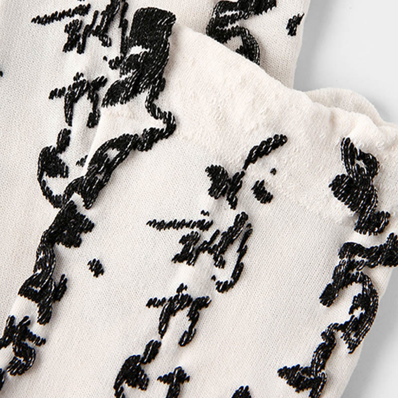 Calzini da donna in cotone micro Crew con motivo di calligrafia cinese Buddha Stones , abbinati ai colori - image 10