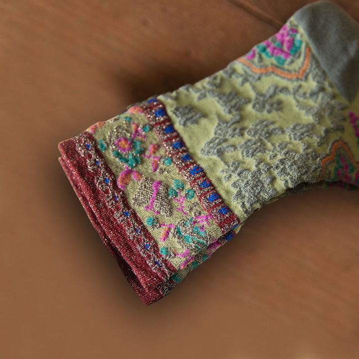 Calzini da donna in cotone micro con motivo floreale in rilievo retrò Buddha Stones - image 2