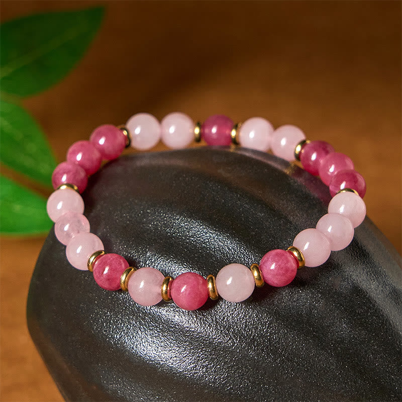 Braccialetto Buddha Stones con perline di cristallo rosa e quarzo fragola Love Positive - image 3