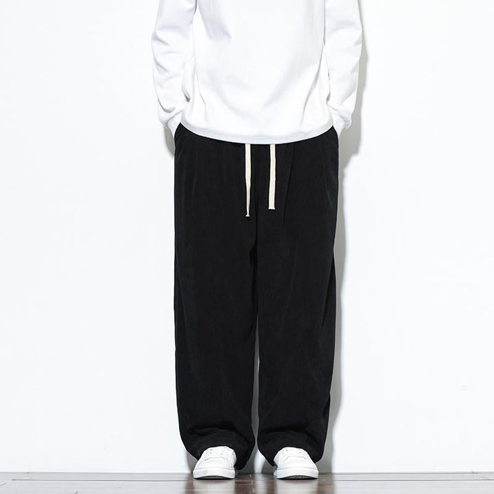 Pantaloni harem da uomo in puro cotone a coste con tasche e coulisse Buddha Stones - Nero - US/UK/AU46, EU56 (5XL) - image 23