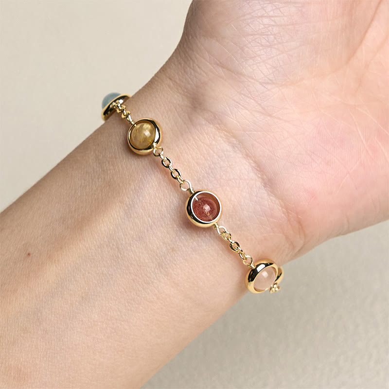 Bracciale Buddha Stones con cristalli colorati, ametista, quarzo fragola e bilanciamento - image 15