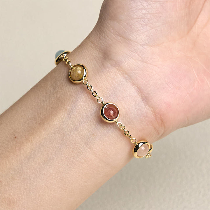 Bracciale Buddha Stones con cristalli colorati, ametista, quarzo fragola e bilanciamento - image 15