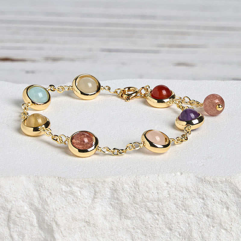 Bracciale Buddha Stones con cristalli colorati, ametista, quarzo fragola e bilanciamento - image 2