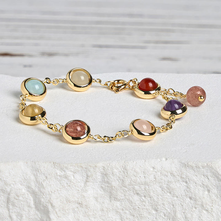 Bracciale Buddha Stones con cristalli colorati, ametista, quarzo fragola e bilanciamento - image 2