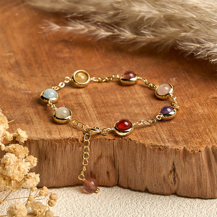 Bracciale Buddha Stones con cristalli colorati, ametista, quarzo fragola e bilanciamento - 8 millimetri - image 0