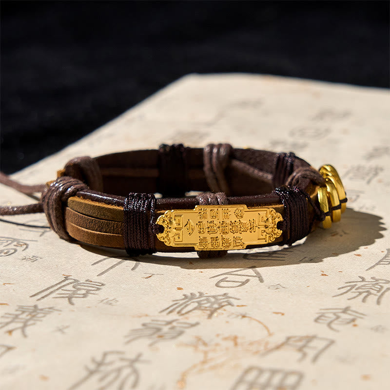 Braccialetto in corda di pelle con Buddha Stones e monete dei cinque imperatori Pi Xiu Wealth  - image 3