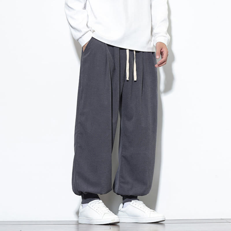 Pantaloni da uomo in velluto a coste di cotone con coulisse, modello semplice, modello Buddha Stones Fall Plain con tasche - image 12