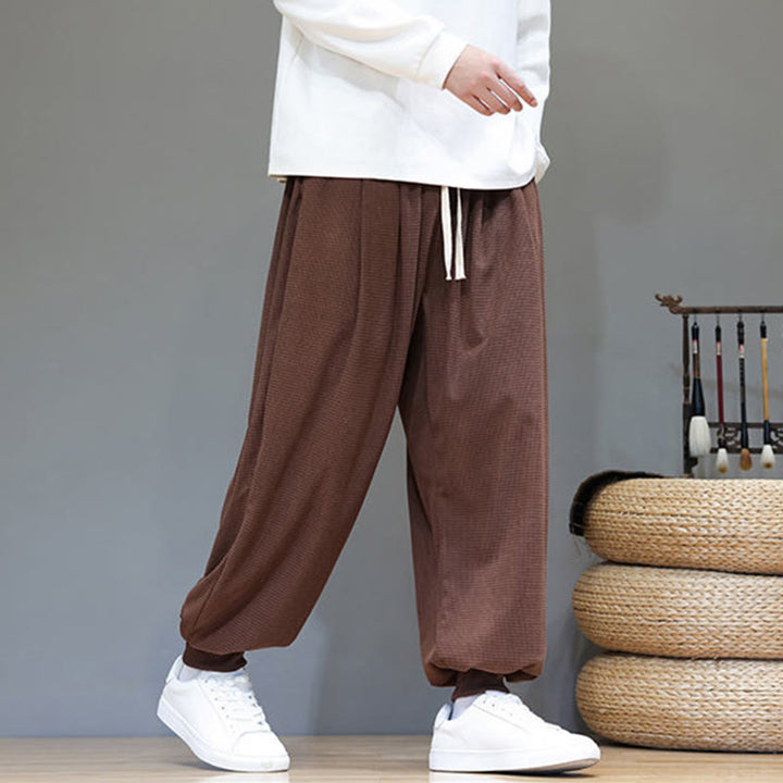 Pantaloni da uomo in velluto a coste di cotone con coulisse, modello semplice, modello Buddha Stones Fall Plain con tasche - image 66