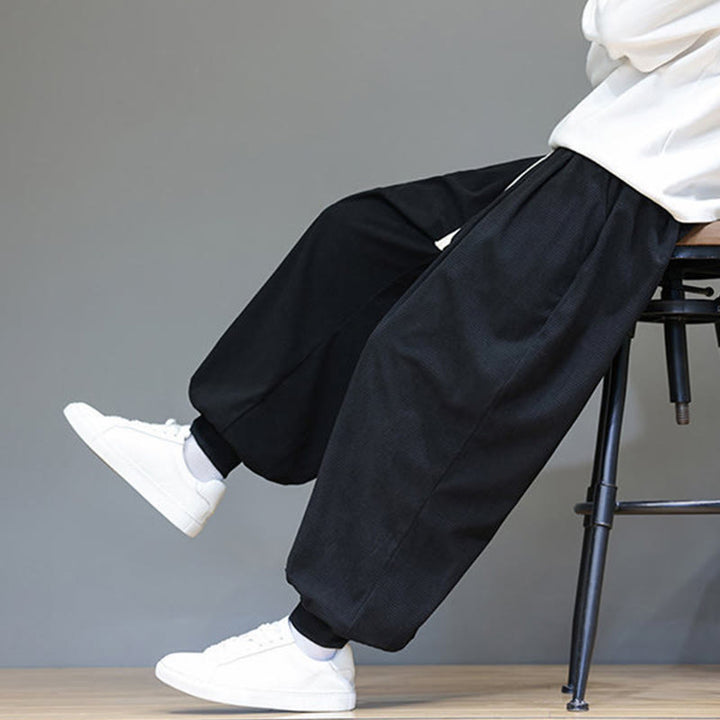 Pantaloni da uomo in velluto a coste di cotone con coulisse, modello semplice, modello Buddha Stones Fall Plain con tasche - image 38