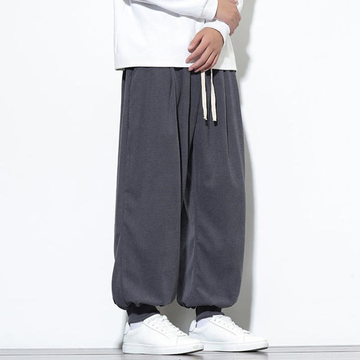 Pantaloni da uomo in velluto a coste di cotone con coulisse, modello semplice, modello Buddha Stones Fall Plain con tasche - image 13