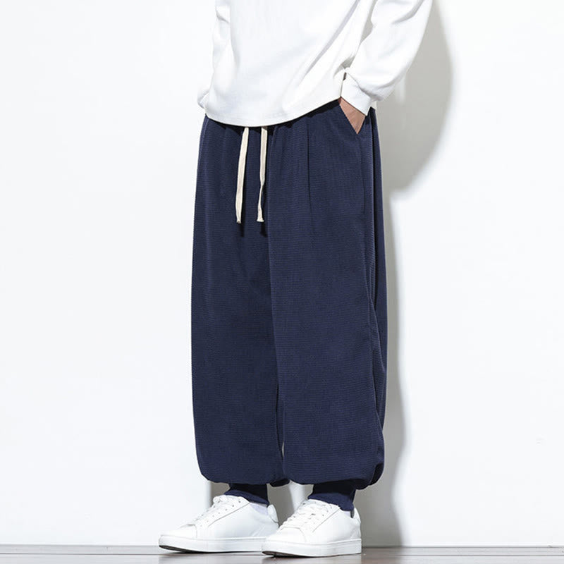 Pantaloni da uomo in velluto a coste di cotone con coulisse, modello semplice, modello Buddha Stones Fall Plain con tasche - image 44